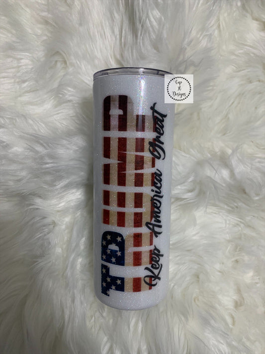 Rustic TRUMP Flag Epoxy Tumbler