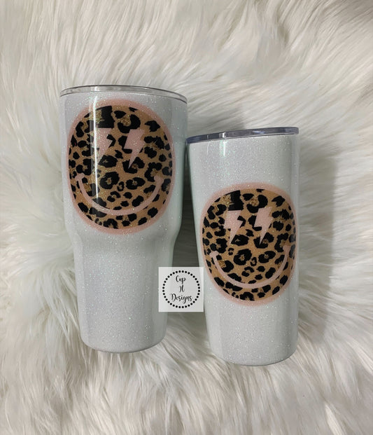 Cheetah Smiley Face Epoxy Tumbler