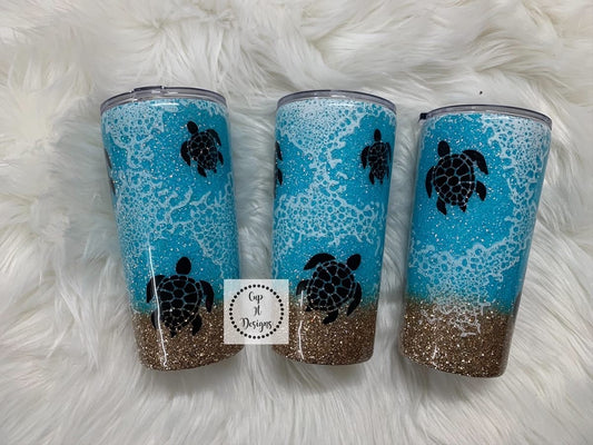 Beach Sea Turtle Epoxy Tumbler