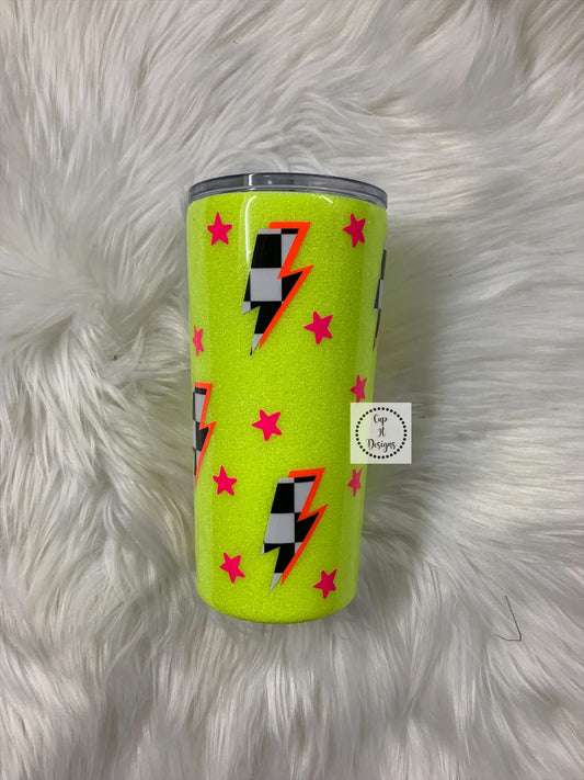 Neon Checker Bolts Epoxy Tumbler