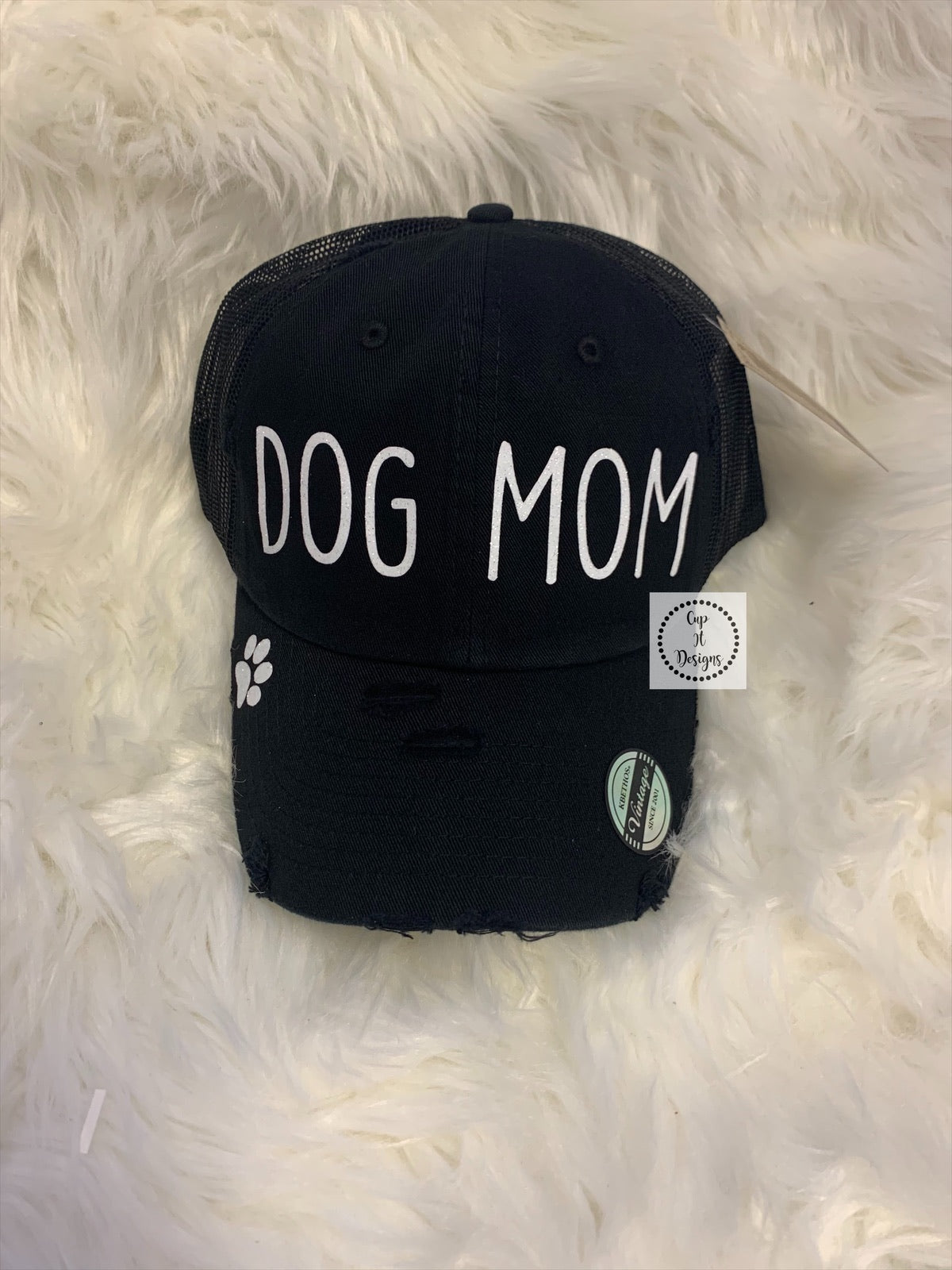 Distressed Black Dog Mom Hat